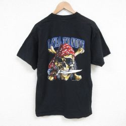 XL★古着 半袖 Tシャツ メンズ スカイパイレーツ クルーネック 黒 ブラック 25jul04 中古