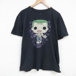 XL★古着 半袖 Tシャツ メンズ 映画 スーサイドスクワッド 大きいサイズ コットン クルーネック 黒 ブラック 25jul04 中古