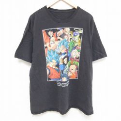 XL★古着 半袖 Tシャツ メンズ アニメ ドラゴンボール超 大きいサイズ クルーネック 黒 ブラック 25jul07 中古