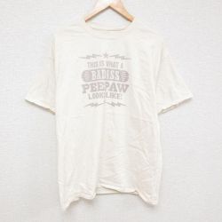 【20%OFF】XL★古着 ヘインズ Hanes 半袖 Tシャツ メンズ 大きいサイズ コットン クルーネック 生成り 25jul07 中古