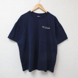 【50%OFF】XL★古着 半袖 Tシャツ メンズ LIMON 大きいサイズ コットン クルーネック 紺 ネイビー 25jul05 中古