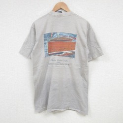 L★古着 SEA DOG 半袖 ビンテージ Tシャツ メンズ 90年代 90s ボート コットン クルーネック USA製 薄グレー 霜降り 【spe】 25jul05 中古