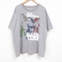 XL★古着 半袖 Tシャツ メンズ ディズニー DISNEY しらゆきひめ 7人の小人 七人のこびと大きいサイズ コットン クルーネック グレー 25jul14 中古