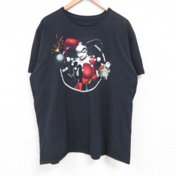 XL★古着 半袖 Tシャツ ハーレイクイン メンズ クルーネック 黒 ブラック 25jul14 中古