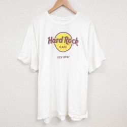 XL★古着 半袖 Tシャツ メンズ ハードロックカフェ キーウエスト 大きいサイズ コットン クルーネック 白 ホワイト 25jul09 中古