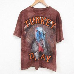 半袖Tシャツ クジャク ブラウンタイダイ XL | 古着