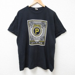 XL★古着 半袖 Tシャツ メンズ MLB ピッツバーグパイレーツ コットン クルーネック 黒 ブラック メジャーリーグ ベースボール 野球 25jul09 中古