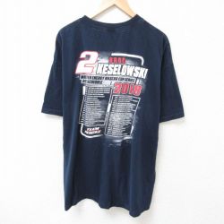 XL★古着 半袖 Tシャツ メンズ ブラッドケロウスキー 大きいサイズ コットン クルーネック 紺 ネイビー 25jul12 中古