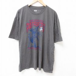 XL★古着 ジャンクフード JUNK FOOD 半袖 Tシャツ メンズ スターウォーズ STAR WARS ヨーダ 大きいサイズ コットン クルーネック 濃グレー 25jul12 中古