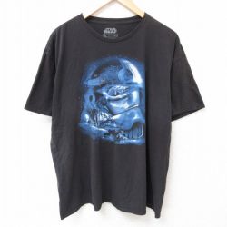 XL★古着 半袖 Tシャツ メンズ スターウォーズ STAR WARS 大きいサイズ コットン クルーネック 黒 ブラック 25jul12 中古