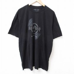 XL★古着 半袖 Tシャツ メンズ ハードロックカフェ 大きいサイズ コットン クルーネック 黒 ブラック 25jul12 中古