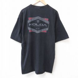 XL★古着 半袖 Tシャツ メンズ KOLOA 大きいサイズ ロング丈 クルーネック 黒 ブラック 25jul12 中古
