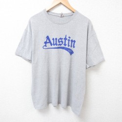 【50%OFF】XL★古着 半袖 Tシャツ メンズ オースティン クルーネック グレー 霜降り 25jul17 中古
