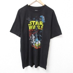 XL★古着 半袖 Tシャツ メンズ スターウォーズ STAR WARS ダースベイダー 大きいサイズ コットン クルーネック 黒 ブラック 25jul17 中古