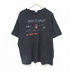 XL★古着 半袖 Tシャツ メンズ 直角三角形 大きいサイズ コットン クルーネック 黒 ブラック 25jul17 中古