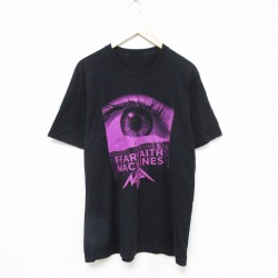 L★古着 半袖 Tシャツ メンズ FEAR クルーネック 黒 ブラック 25jul17 中古
