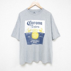 XL★古着 半袖 Tシャツ メンズ コロナ 大きいサイズ クルーネック グレー 霜降り 25jul18 中古