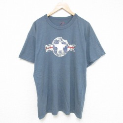 XL★古着 ロスコ 半袖 Tシャツ メンズ ミリタリー クルーネック 濃グレー 霜降り 25jul18 中古