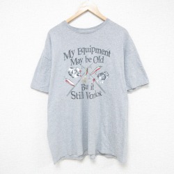 XL★古着 半袖 Tシャツ メンズ ルアー 大きいサイズ クルーネック グレー 霜降り 25jul18 中古