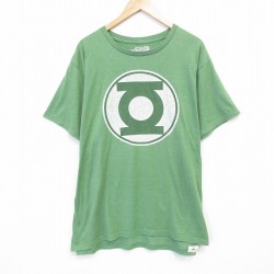 XL★古着 オールドネイビー 半袖 Tシャツ メンズ DCコミックス グリーンランタン 大きいサイズ クルーネック 薄緑 グリーン 霜降り 25jul24 中古