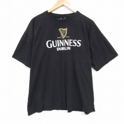 XL★古着 半袖 Tシャツ メンズ ギネス 大きいサイズ コットン クルーネック 黒 ブラック 25jul24 中古