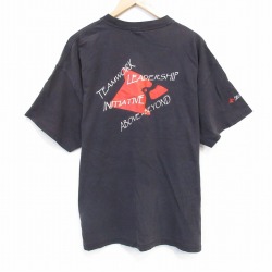 XL★古着 ヘインズ Hanes 半袖 Tシャツ メンズ 大きいサイズ コットン クルーネック 黒 ブラック チームワーク 25jul24 中古