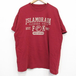 【50%OFF】XL★古着 半袖 Tシャツ メンズ フロリダ クルーネック 赤 レッド 25jul19 中古