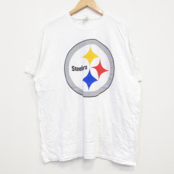 【20%OFF】XL★古着 半袖 Tシャツ メンズ NFL ピッツバーグスティーラーズ コットン クルーネック 白 ホワイト アメフト スーパーボウル 25jul19 中古