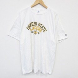 XL★古着 ラッセル 半袖 Tシャツ メンズ OSWEGO 大きいサイズ コットン クルーネック 白 ホワイト 25jul22 中古