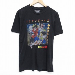 L★古着 半袖 Tシャツ メンズ アニメ ドラゴンボールZ クルーネック 黒 ブラック 25jul22 中古