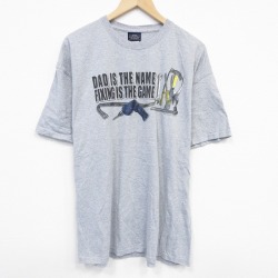 XL★古着 半袖 Tシャツ メンズ 工具 大きいサイズ クルーネック グレー 霜降り 25jul22 中古