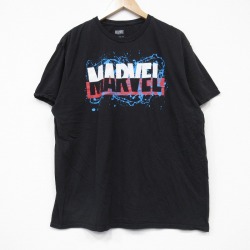 L★古着 半袖 Tシャツ メンズ マーベル コットン クルーネック 黒 ブラック 25jul22 中古