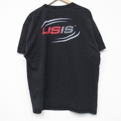 XL★古着 ヘインズ Hanes 半袖 Tシャツ メンズ USIS クルーネック 黒 ブラック 25jul22 中古