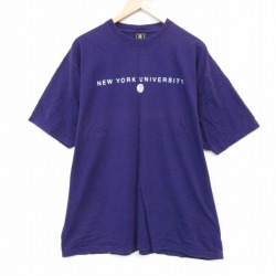 【20%OFF】XL★古着 半袖 Tシャツ メンズ ニューヨーク 大きいサイズ コットン クルーネック 紫 パープル 25jul23 中古
