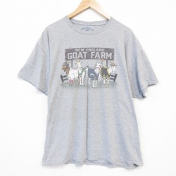 XL★古着 半袖 Tシャツ メンズ ヤギ 大きいサイズ クルーネック グレー 霜降り 25jul23 中古