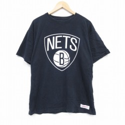 XL★古着 半袖 Tシャツ メンズ NBA ブルックリンネッツコットン クルーネック 黒 ブラック バスケットボール 25jul23 中古
