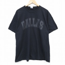 XL★古着 半袖 Tシャツ メンズ ダラス コットン クルーネック 黒 ブラック 25jul23 中古