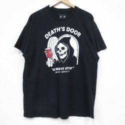 L★古着 半袖 Tシャツ メンズ 死神 コットン クルーネック 黒 ブラック 25jul25 中古