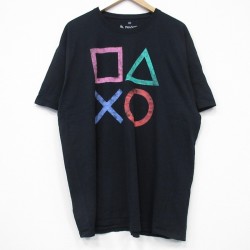 XL★古着 リップルジャンクション 半袖 Tシャツ メンズ プレイステーション 大きいサイズ コットン クルーネック 黒 ブラック 25jul25 中古