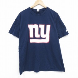 XL★古着 半袖 Tシャツ メンズ NFL ニューヨークジャイアンツ クアーズライト コットン クルーネック 紺 ネイビー アメフト スーパーボウル 25jul26 中古