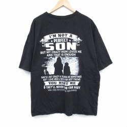XL★古着 半袖 Tシャツ メンズ SON 大きいサイズ コットン クルーネック 黒 ブラック 25jul26 中古