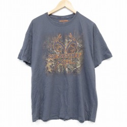 XL★古着 半袖 Tシャツ メンズ リアルツリー コットン クルーネック グレー 25jul26 中古