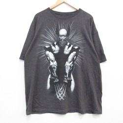 【50%OFF】XL★古着 半袖 Tシャツ メンズ マーベル ウルヴァリン 大きいサイズ クルーネック 濃グレー 霜降り 25jul25 中古