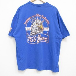 【20%OFF】XL★古着 半袖 Tシャツ メンズ 鳥 大きいサイズ コットン クルーネック USA製 青 ブルー 25jul25 中古