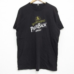 L★古着 半袖 Tシャツ メンズ ウィスキー コットン クルーネック 黒 ブラック 25jul25 中古