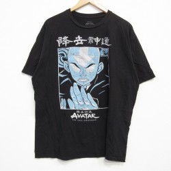 XL★古着 半袖 Tシャツ メンズ アニメ アバター伝説の少年アン クルーネック 黒 ブラック 25jul25 中古