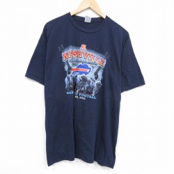 XL★古着 半袖 Tシャツ メンズ ナッシュビル 大きいサイズ コットン クルーネック 紺 ネイビー 25jul28 中古