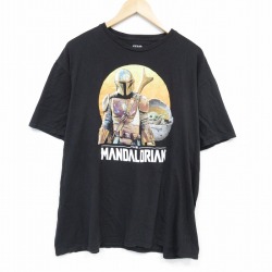 XL★古着 半袖 Tシャツ メンズ スターウォーズ STAR WARS マンダロリアン グローグー 大きいサイズ コットン クルーネック 黒 ブラック 【spe】 25jul28 中古