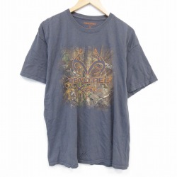XL★古着 半袖 Tシャツ メンズ リアルツリー コットン クルーネック 濃グレー 25jul28 中古