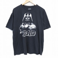XL★古着 半袖 Tシャツ メンズ スターウォーズ STAR WARS ダースベイダー 大きいサイズ コットン クルーネック 黒 ブラック 25jul28 中古